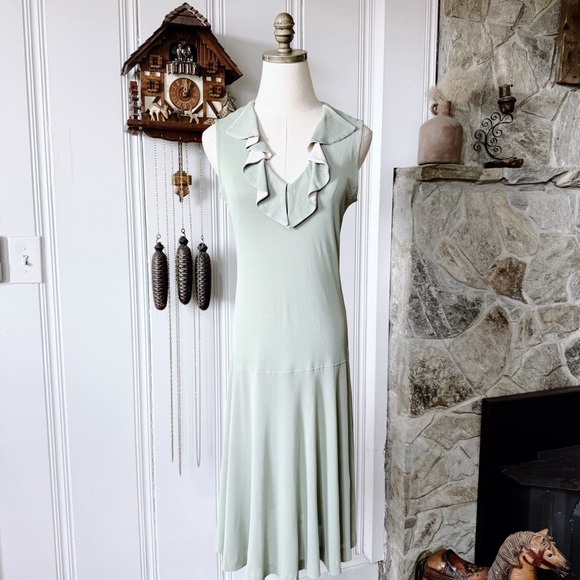 RADLEY LONDON Dresses & Skirts - 1970s Radley London Sage Green Drop Waist Vintage Designer Dress